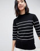 Gianni Feraud Cropped Sleeve Sweater In Breton Stripe - Black