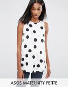 Asos Maternity Petite Sleeveless Swing Top In Polka Dot - Multi