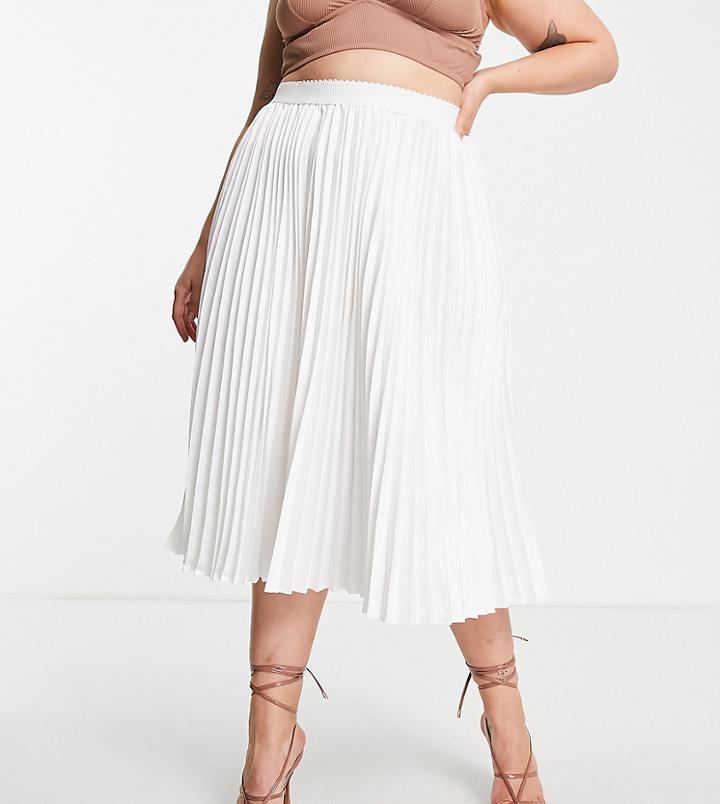 Outrageous Fortune Plus Pleated Midi Skirt In Cream-white
