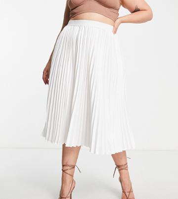 Outrageous Fortune Plus Pleated Midi Skirt In Cream-white