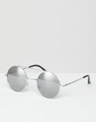 7x Round Sunglasses In Silver - Silver