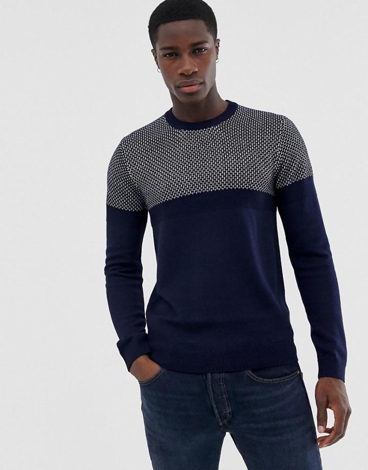 Ted Baker Contrast Knitted Sweater - Navy