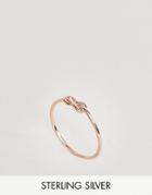 Asos Rose Gold Plated Sterling Silver Knot Pinky Ring - Copper