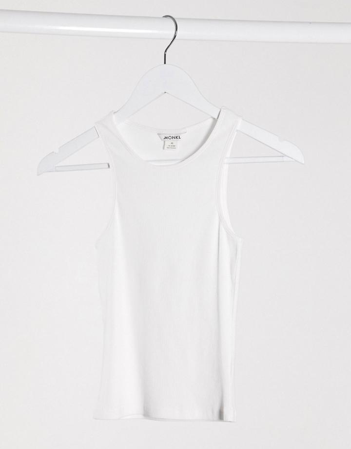 Monki Estelle Jersey Tank In White-black