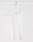 Monki Estelle Jersey Tank In White-black