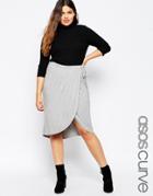 Asos Curve Soft Wrap Pencil Skirt - Gray