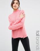 Noisy May Tall High Neck Zip Detail Sweater - Pink