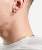Asos Design Faux Hoop Earrings With Crystal In Silver Tone