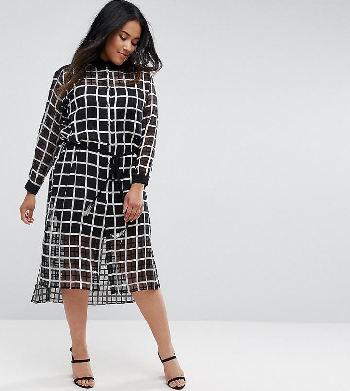 Elvi Check Shirt Dress - Black