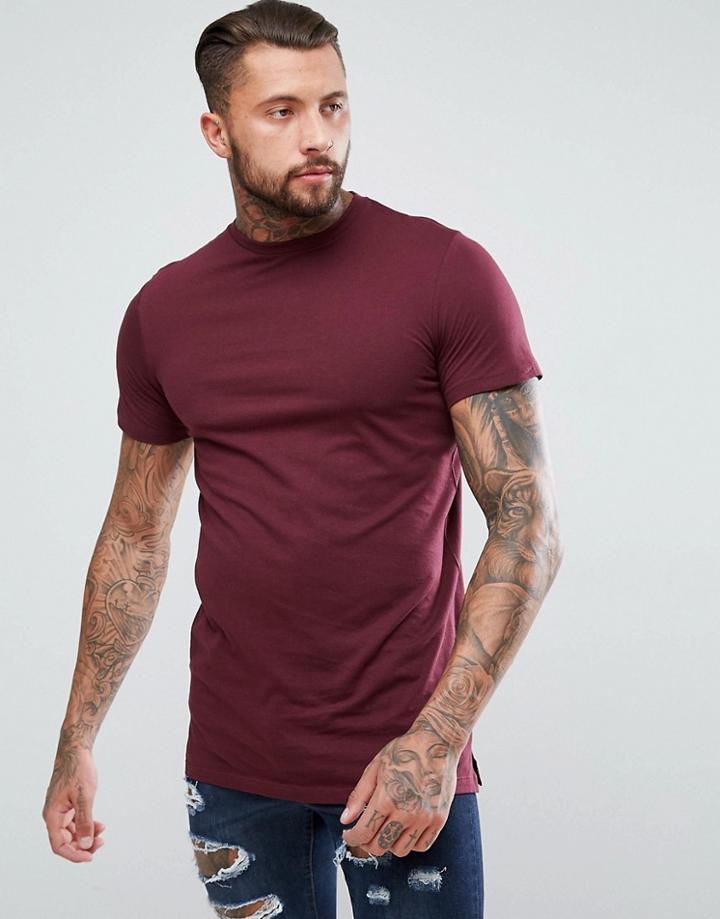 New Look Longline T-shirt In Rust - Red