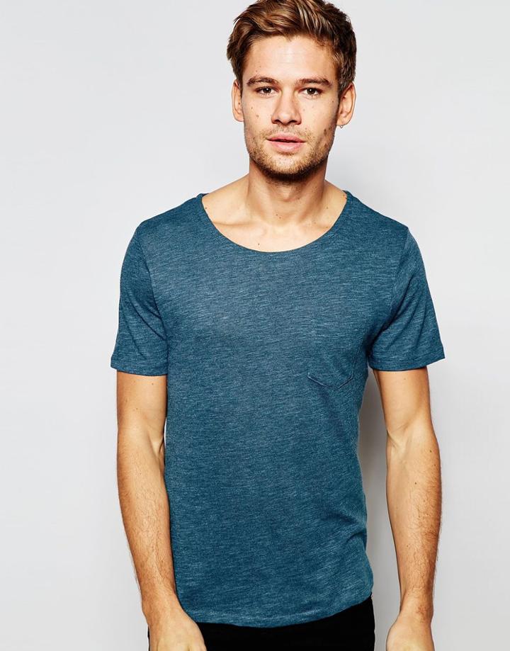 Selected Homme Longline T-shirt - Blue