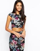 Lipsy Floral Lace Crop Top - Multi