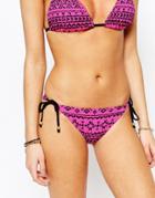 Lepel Summer Days Printed Crochet Tie Side Bikini Bottom - Pink