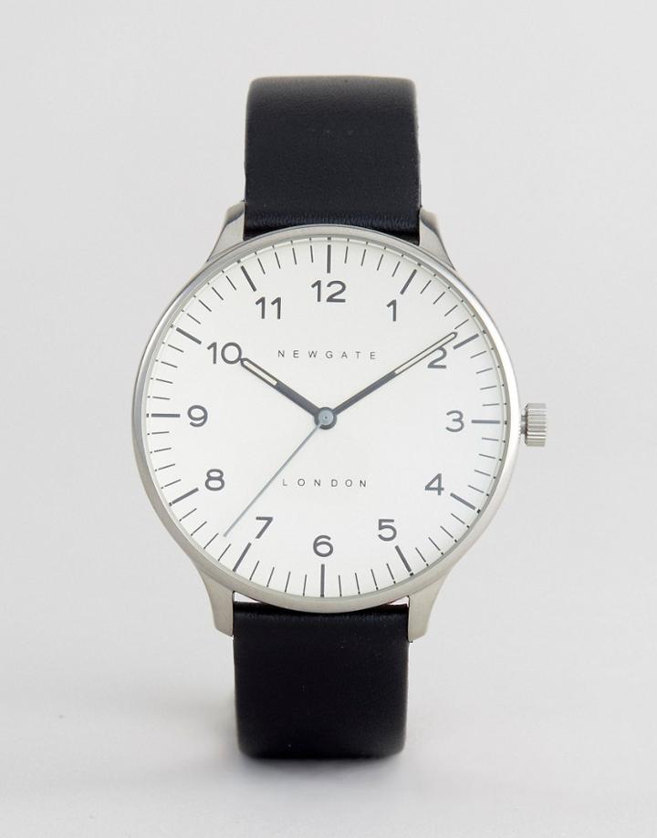 Newgate Blip Black Leather Watch With Cream Dial - Black