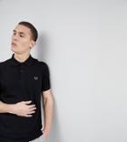 Fred Perry Slim Fit Plain Polo In Black - Black