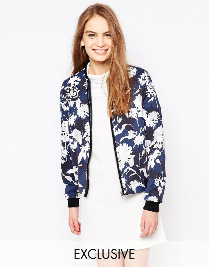 Helene Berman Navy & Grey Noise Print Bomber - Multi Navy