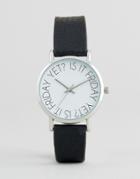 Asos Is It Friday Yet Dial Print Watch - Black