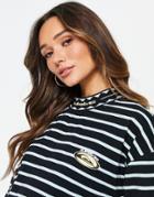 Quiksilver Cropped T-shirt In Blue And Black Stripe-blues