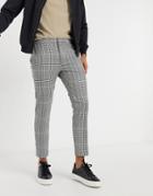 Topman Plaid Pants With Elastic Waist In Gray-grey