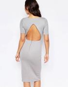 Twin Sister Open Back Cut Out Dress - Gray