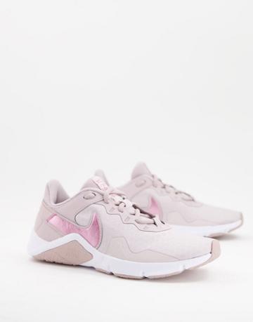 Nike Training Legend Essential 2 Sneakers In Platinum Violet-pink