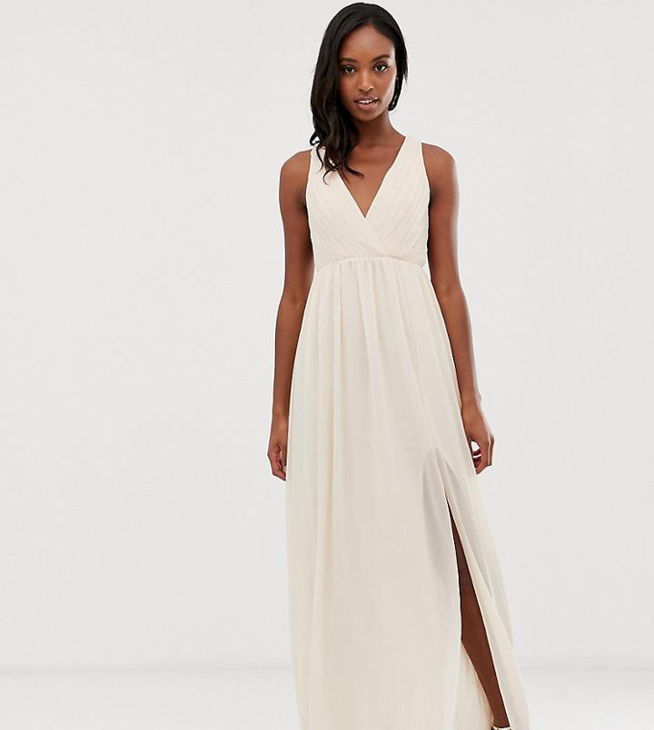 Tfnc Tall Bridesmaid Exclusive Pleated Maxi Dress With Back Detail In Pink