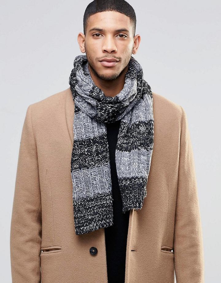 Threadbare Scarf In Black Stripe - Black