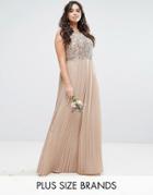 Lovedrobe Luxe Embellished Bodice Maxi Dress With Pleated Skirt - Pink