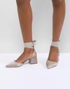 Asos Design Seymour Tie Leg Mid Heels - Gray