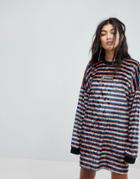 The Ragged Priest Almost Famous Rainbow Velvet Dress - Multi