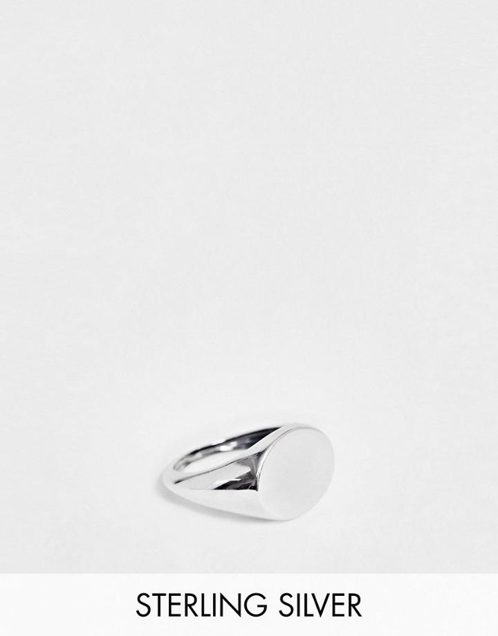 Asos Design Sterling Silver Signet Ring In Silver