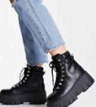 Asos Design Wide Fit Anastasia Chunky Hiker Lace Up Boots In Black