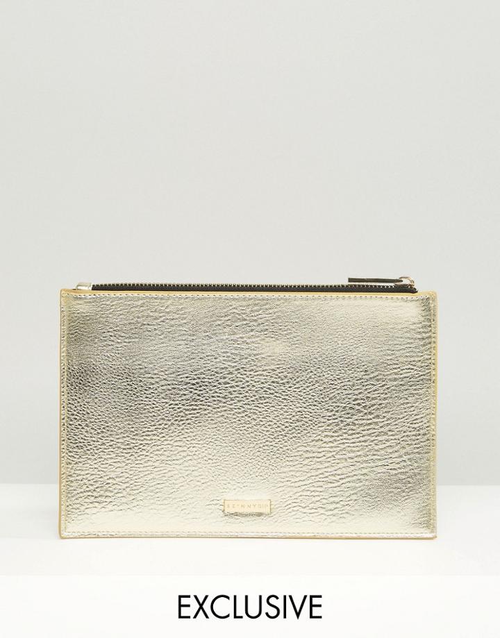 Skinnydip Exclusive Zip Top Pouch Bag In Gold - Gold