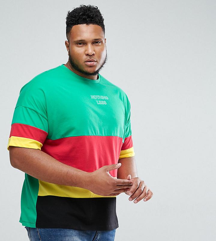 Asos Plus Oversized T-shirt With Color Block And Nothing Less Print - Multi