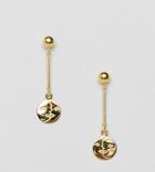 Asos Design Gold Plated Sterling Silver Moon Face Drop Earrings - Gold