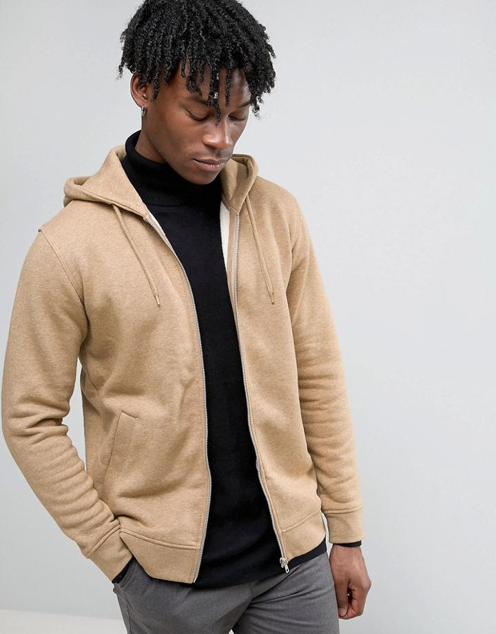 Weekday Bom Zip Hoody - Beige