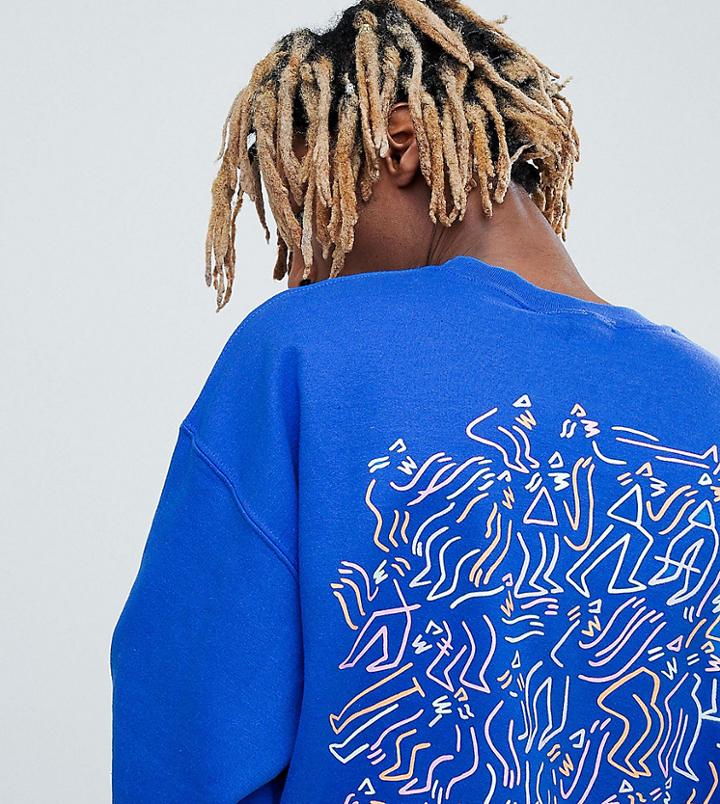 Crooked Tongues X Lucas Beaufort Sweatshirt With Abstract Print In Blue - Blue