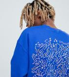 Crooked Tongues X Lucas Beaufort Sweatshirt With Abstract Print In Blue - Blue