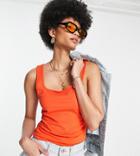 Asos Design Tall Tank Top With Scoop Front And Back In Tomato Red