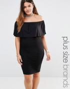 Missguided Plus Bardot Frill Dress - Black