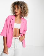 Noisy May Cropped Sleeve Blazer In Pink - Part Of A Set