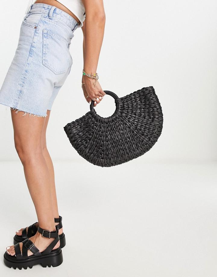 Topshop Large Weave Grab Bag In Black