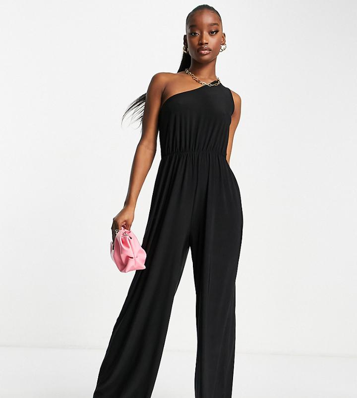 Missguided Slinky One Shoulder Jumpsuit In Black