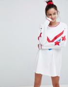 Asos Lounge Star Loop Back Dorm Dress - White