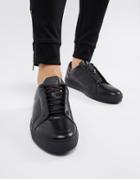 Hugo Futurism Low Leather Sneaker In Black - Black