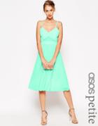 Asos Petite Sheer And Solid Pleated Midi Cami Dress - Mint