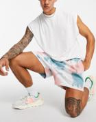 Asos Design Oversized Waffle Shorts In Tie Dye - Part Of A Set-multi