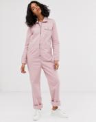 M.c. Overalls Zip Front Boilersuit In Dusty Pink