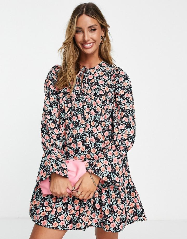 River Island Floral Mini Dress In Green