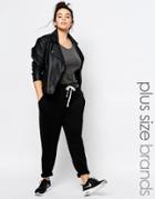 One Day Plus Black Jersey Harem Pant With Contrast White Tie - Black